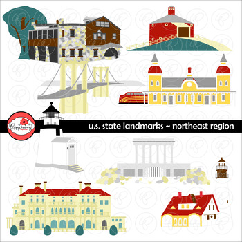 Preview of U.S. State Landmarks Northeast Region Clipart by Poppydreamz