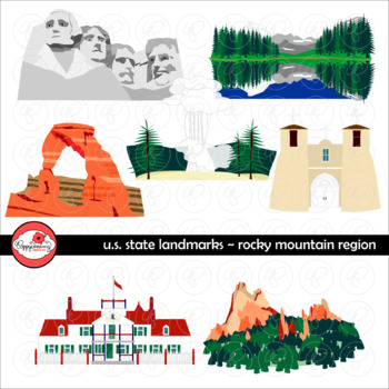 Preview of U.S. State Landmarks Rocky Mountains Region Clipart by Poppydreamz