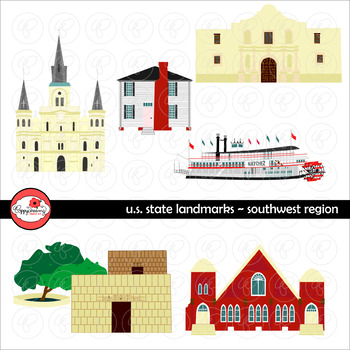 Preview of U.S. State Landmarks Southwest Region Clipart by Poppydreamz
