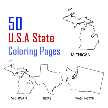 Preview of US State Maps Tracing Names Coloring Pages, State Capitals USA Regions Maps