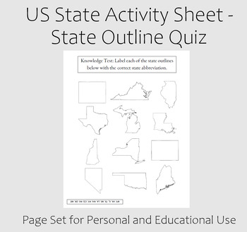 Preview of US State Outline Quiz #1