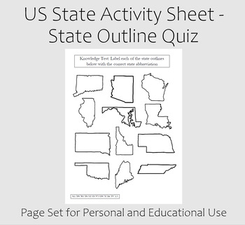 Preview of US State Outline Quiz #2