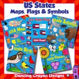 US State Symbols, Flags and USA Maps Clip Art BUNDLE