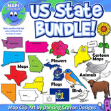 US State Symbols and State Map Clip Art BUNDLE