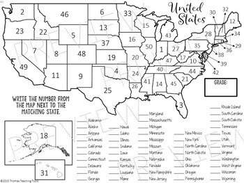 US States & Capitals Map Assessments Bundle by Thomas Teaching Tools