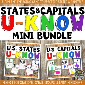 Preview of US States & Capitals Games Mini Bundle: U-Know | States & Capitals Review Game