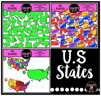 Preview of US States Clip Art Bundle {Educlips Clipart}