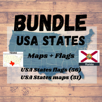 Preview of US States MAPS & FLAGS BUNDLE | 158 Flash Cards | Geography Montessori