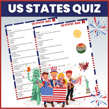 Preview of US States Trivia Quiz | US States Geography Trivia Quiz