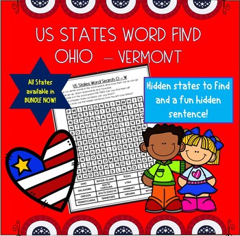 Preview of US States Word Search Challenge O-W Alphabetically Listed States Number 2 of 3