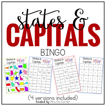 Preview of US States and Capitals BINGO