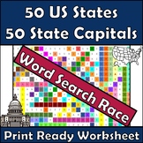 US States and Capitals - Word Search Race - Giant Puzzle, 