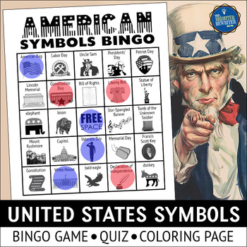 Preview of US Symbols Bingo Game and Coloring Pages