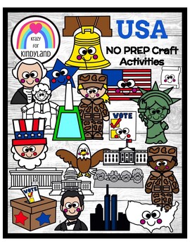 Preview of US Symbols Crafts NO PREP: Presidents, Patriot, Constitution, Veterans, Election