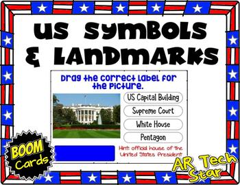Preview of US Symbols & Landmarks Boom Cards - Distance Learning