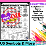 US Symbols, Monuments, and Memorials Word Search: American