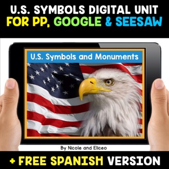 Preview of US Symbols and Monuments Activities for Google and Seesaw + FREE Spanish
