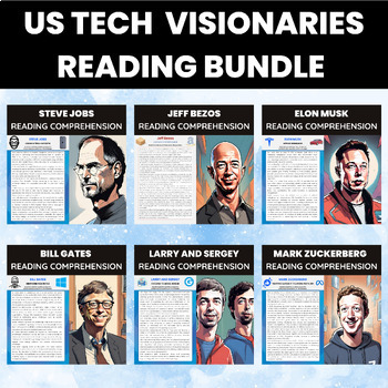 Preview of US Technology Visionaries Reading Comprehension Bundle | Business and Technology