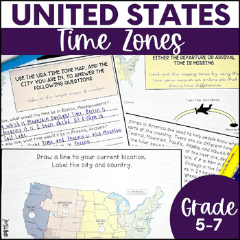 Preview of US Time Zones for Mapping Skills, Critical Thinking and Math Integration