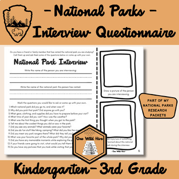 Preview of US United States National Parks Research Interview Sheet