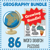US & WORLD GEOGRAPHY - Word Search Worksheet Mega Bundle