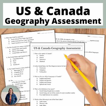 Preview of US and Canada Geography Assessment for World Geography