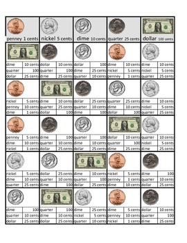 US coins and bill Self-Teaching Worksheet Flashcards by Power Learning