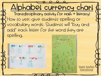 Preview of US currency alphabet chart