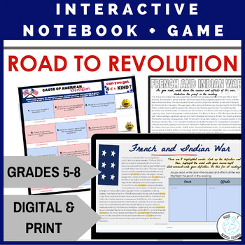 Preview of US history digital interactive notebook & game: Causes of American Revolution
