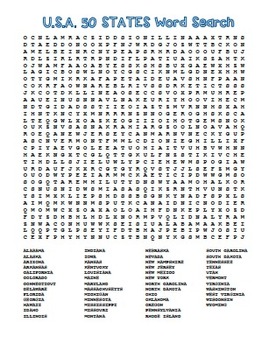 USA 50 States - Word Search... by Rich Carlson's TPT Store ...