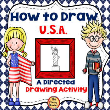 Preview of USA A How to Draw Directed Drawing Activity | Writing