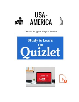 Preview of USA / America  Vocabulary ESL EFL. Geography. ELA. Culture. Travel.