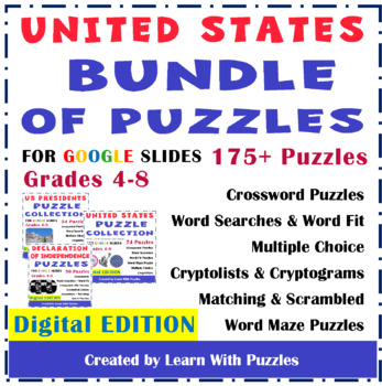 Preview of USA BUNDLE of Puzzles for Google Apps™ 175+ Puzzles Gr4-8 Digital Edition