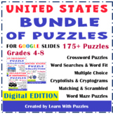 USA BUNDLE of Puzzles for Google Apps™ 175+ Puzzles Gr4-8 Digital