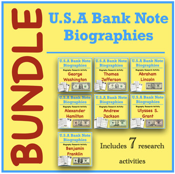 Preview of USA President Biography Bundle - Presidents on Bank notes + Bonus files