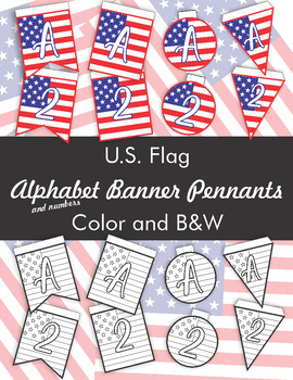 Preview of USA Banner Pennants with Letters and Numbers BUNDLE [by Designs and Doodles}