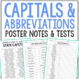 USA CAPITALS and ABBREVIATIONS Poster Notes and Tests | US