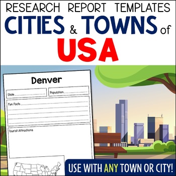 Preview of USA Capital Cities and Towns Research Pages - Geography Report Worksheets