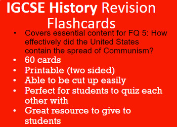Preview of USA Containment of Communism - 60 REVISION FLASHCARDS: IGCSE History