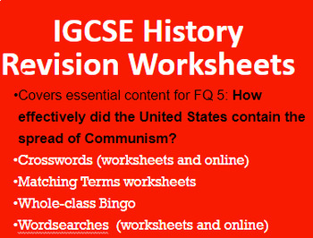 Preview of USA Containment of Communism - REVISION WORKSHEETS: IGCSE History
