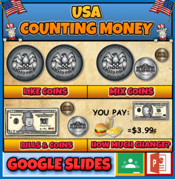 Preview of USA Currency, Counting Money: Interactive Powerpoint Games US Money