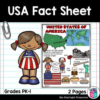 Preview of USA Fact Sheet - United States of America Fact Sheet - FREEBIE