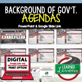 Preview of Background to Government Agenda PowerPoint & Google Slides, Civics Agenda