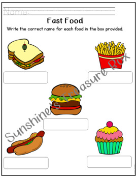 USA Fast Food Worksheets and Coloring Sheets for Kids. Fun Activity!