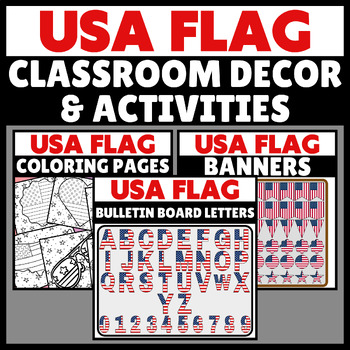 Preview of USA Flag Bulletin Board Letters & Banners & Activities | Memorial Day, Flag Day