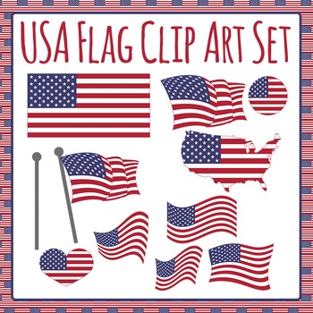 Preview of USA Flag - Stars and Stripes - American / United States Clip Art / Clipart Set