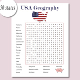 USA Geography Fun Activity-All 50 US States Word Search Pu