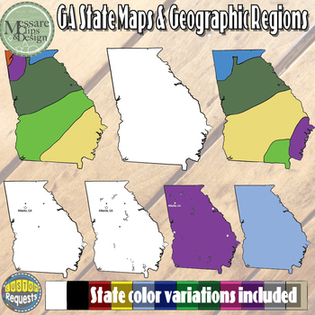 Preview of USA - Georgia Maps and Geographic Regions Set {Messare Clips and Design}