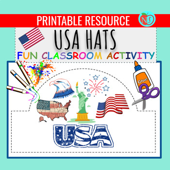 Preview of USA HATS | COLOR CUT AND PASTE HAT ACTIVITY | MAKE HATS to Celebrate USA