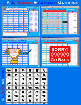 Preview of U.S.A. - Interactive States & Capitals Matching - SMARTBOARD FILE